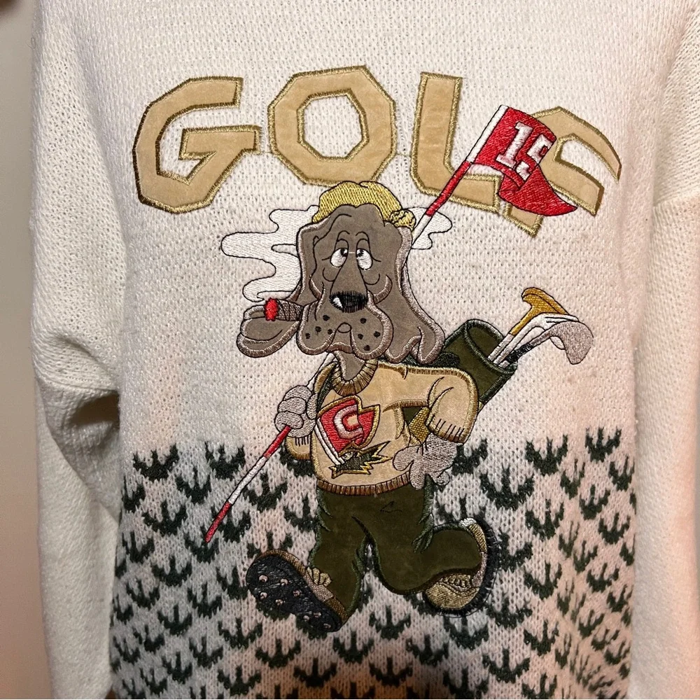 Vintage Pagliano Golf Dog Collared Sweater - Wool Blend - Size Medium